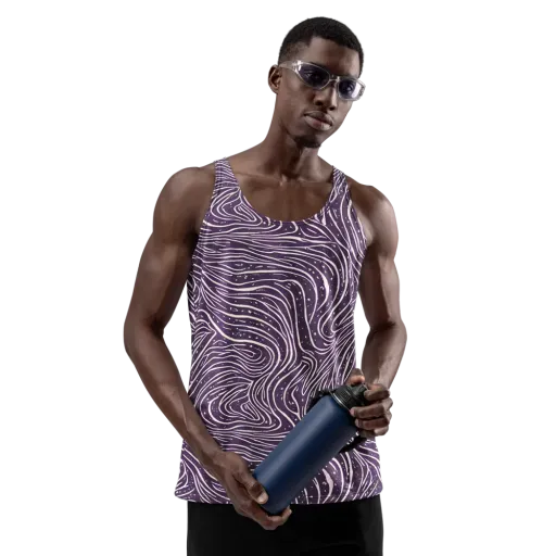 Aubergine Current on a Men's Tank Top