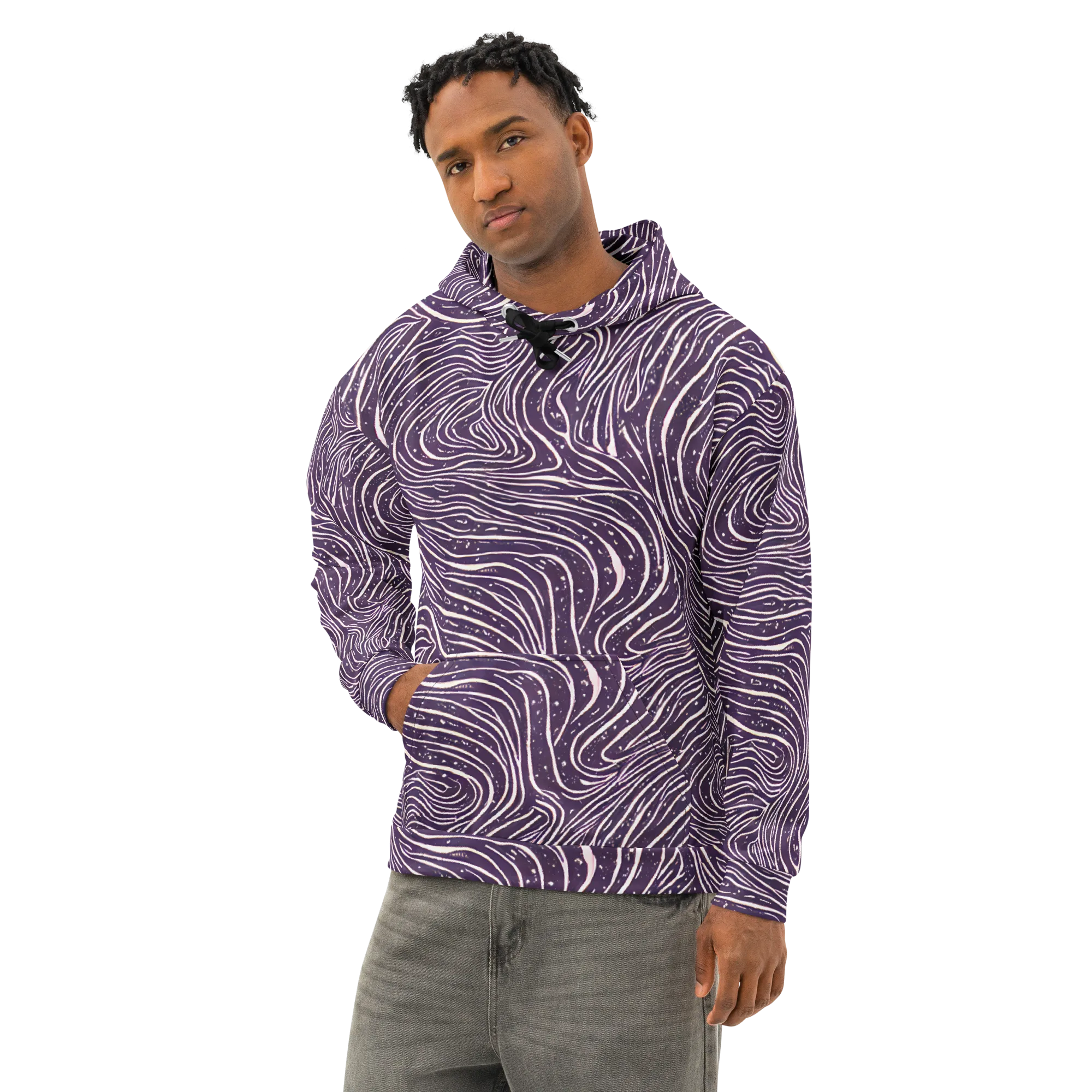Aubergine Current on Cotton Hoodie — Left Front