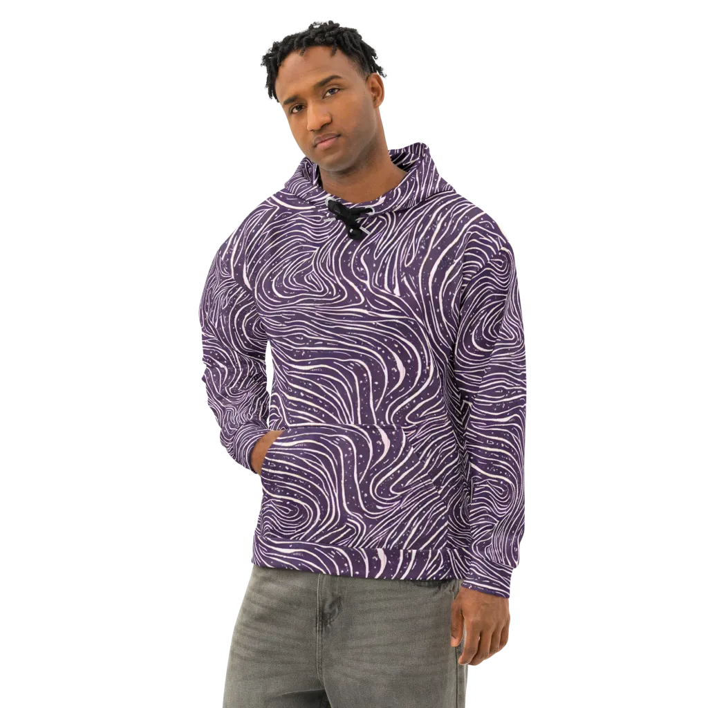Aubergine Current on Cotton Hoodie — Left Front