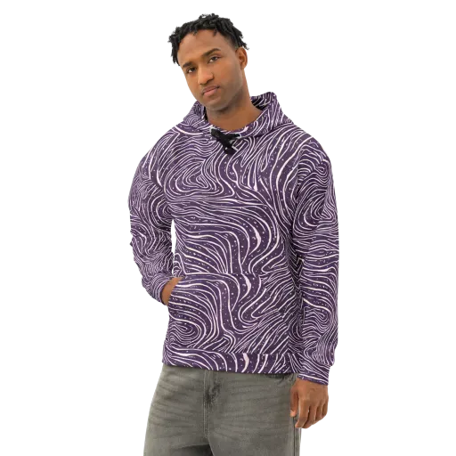 Aubergine Current on a Cotton Hoodie