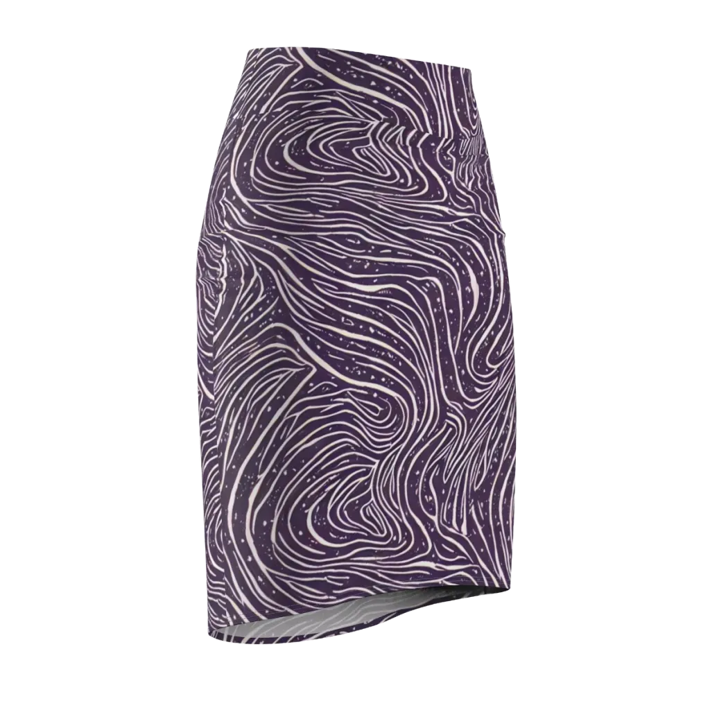 Aubergine Current on Pencil Skirt — Front Side