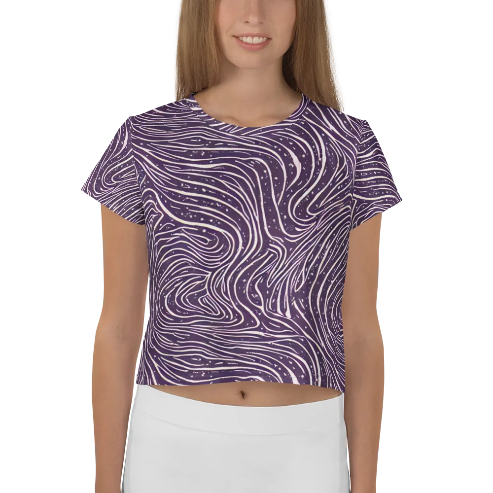 Aubergine Current on Crop Tee — Front