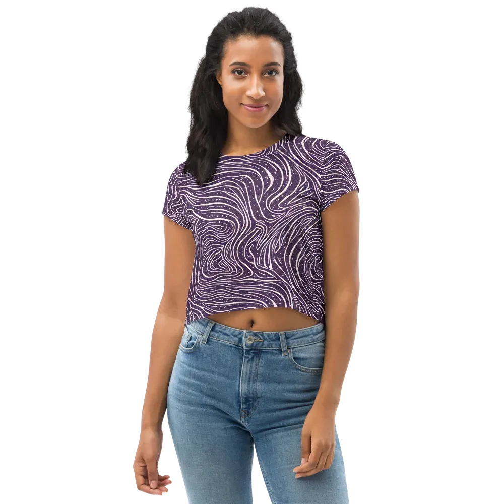 Aubergine Current on Crop Tee — Front