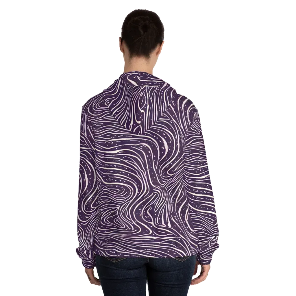 Aubergine Current on Women's Full-Zip Hoodie — Back On Person