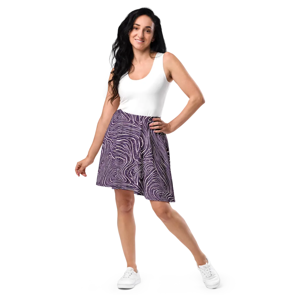 Aubergine Current on Skater Skirt — Front