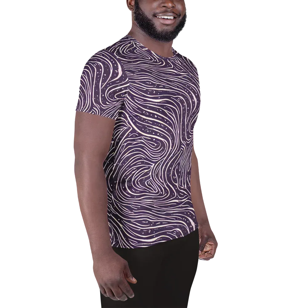 Aubergine Current on Men's Athletic T-Shirt — Right