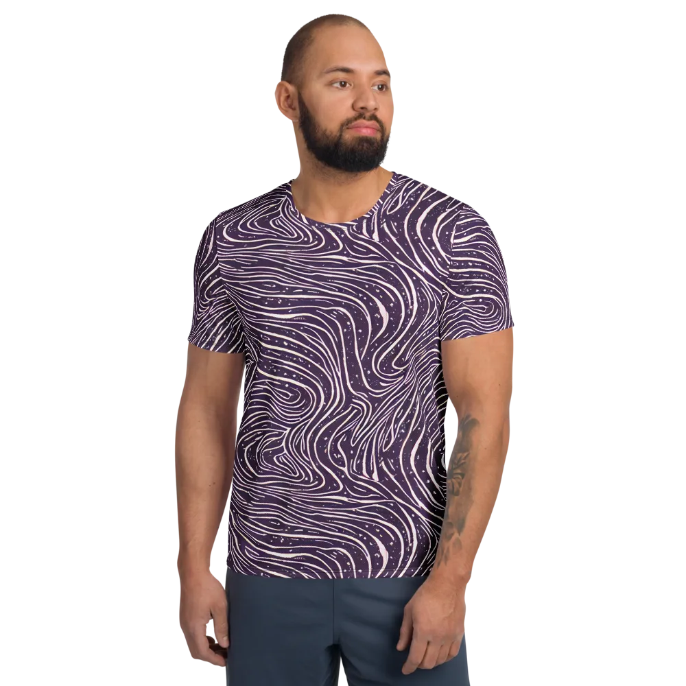 Aubergine Current on Men's Athletic T-Shirt — Front
