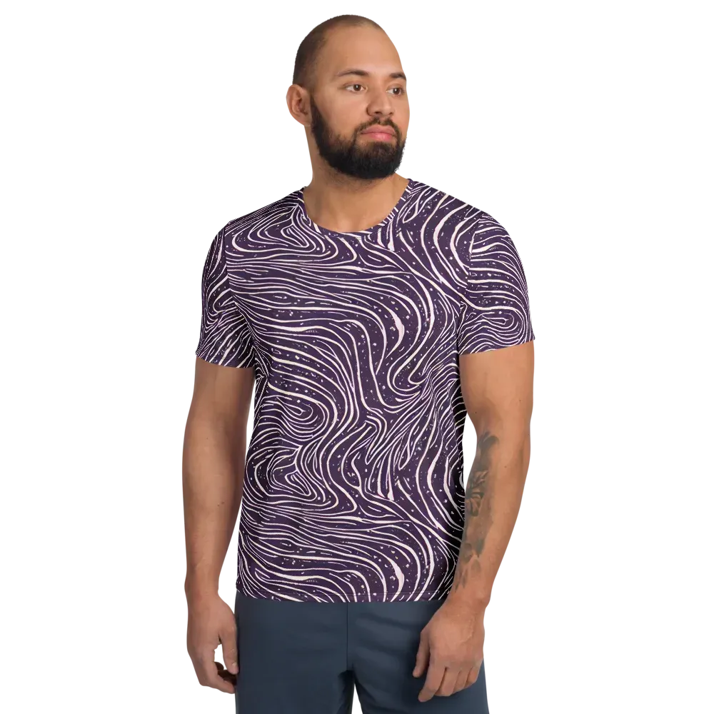 Aubergine Current on Men's Athletic T-Shirt — Front