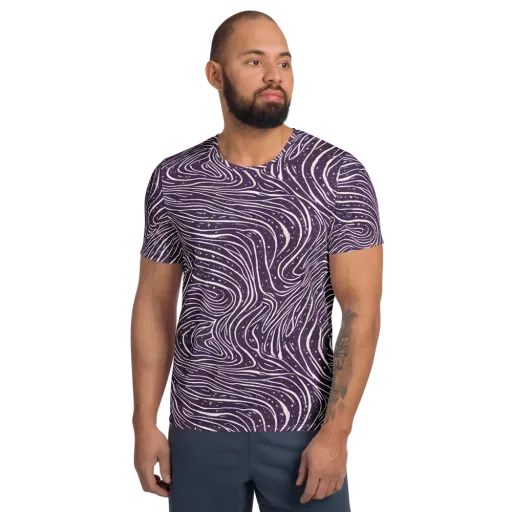 Aubergine Current on a Men's Athletic T-Shirt