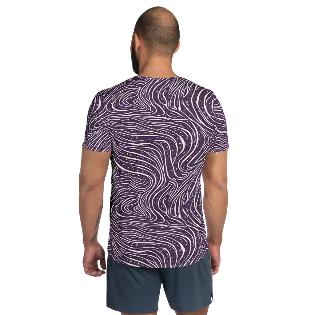 Aubergine Current on Men's Athletic T-Shirt — Back