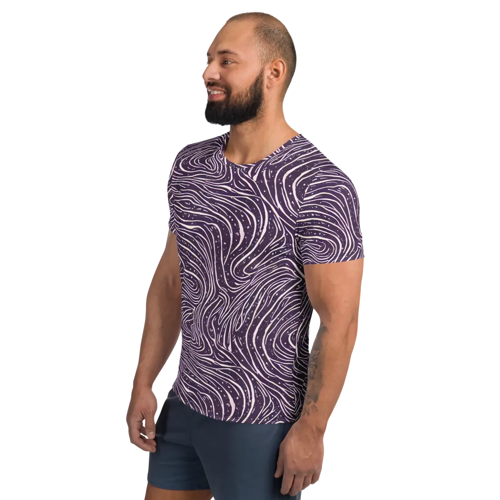 Aubergine Current on Men's Athletic T-Shirt — Left