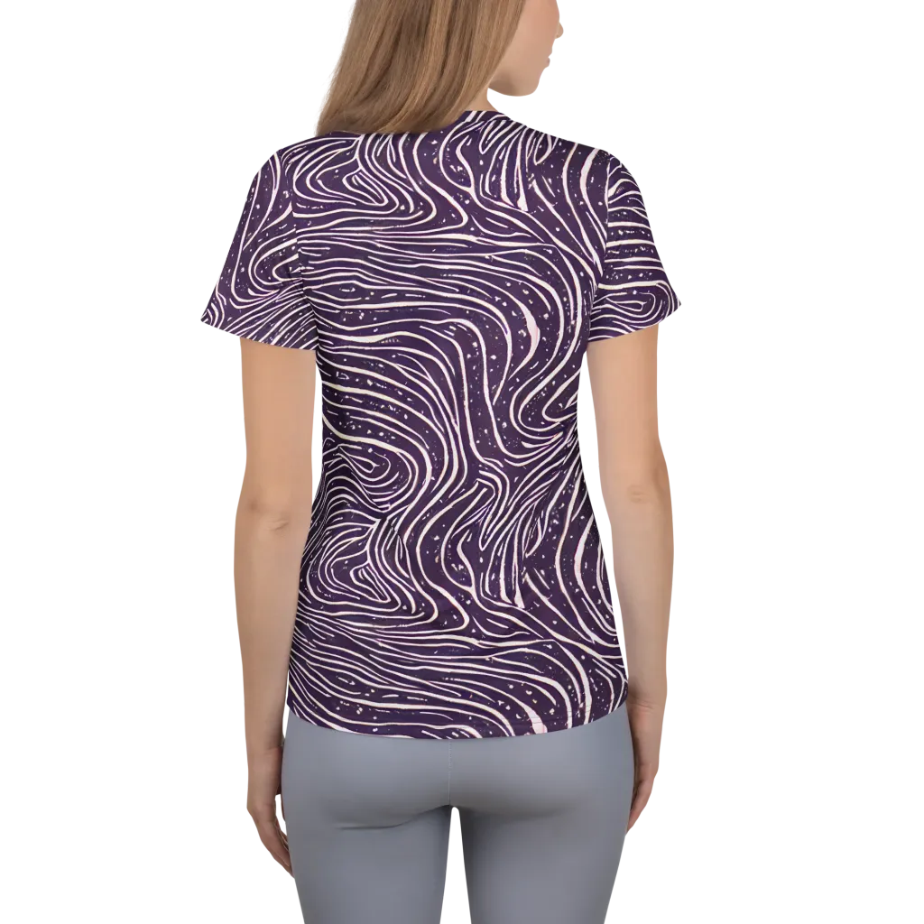 Aubergine Current on Women's Athletic T-Shirt — Back