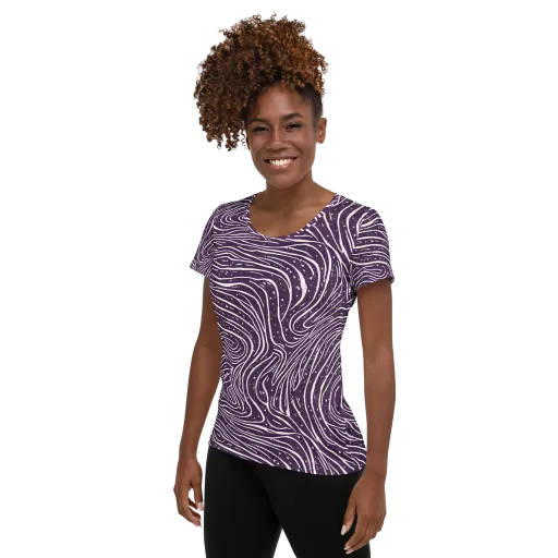 Aubergine Current on a Women's Athletic T-Shirt