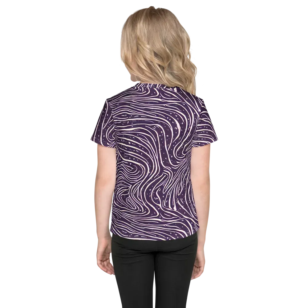 Aubergine Current on Kids Crew Neck T-Shirt — Back