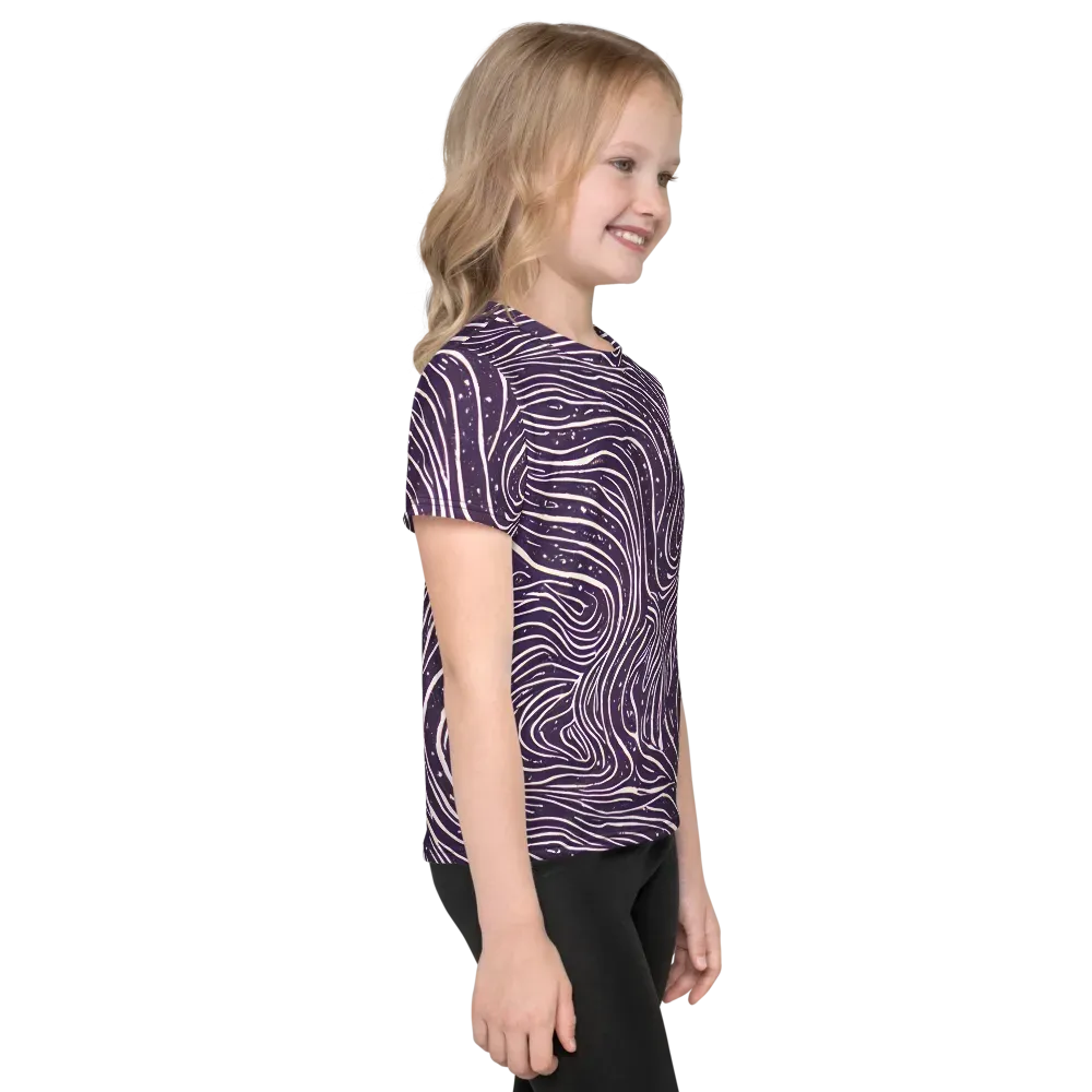 Aubergine Current on Kids Crew Neck T-Shirt — Right