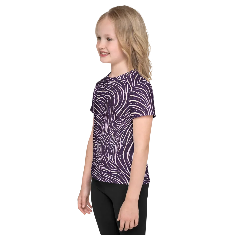Aubergine Current on Kids Crew Neck T-Shirt — Left