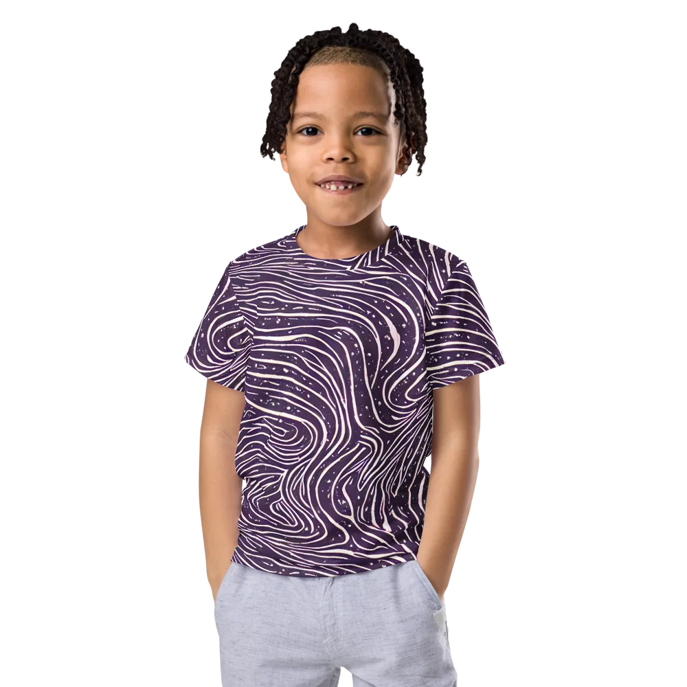 Aubergine Current on Kids Crew Neck T-Shirt — Front