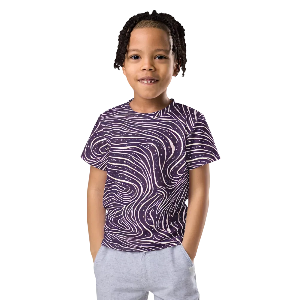Aubergine Current on Kids Crew Neck T-Shirt — Front