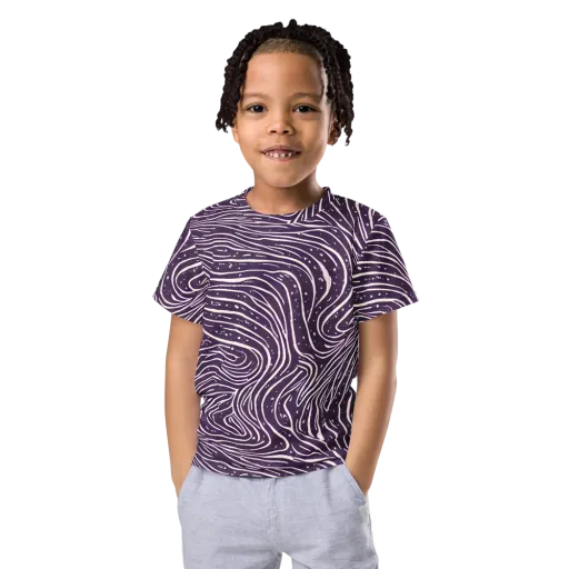 Aubergine Current on a Kids Crew Neck T-Shirt