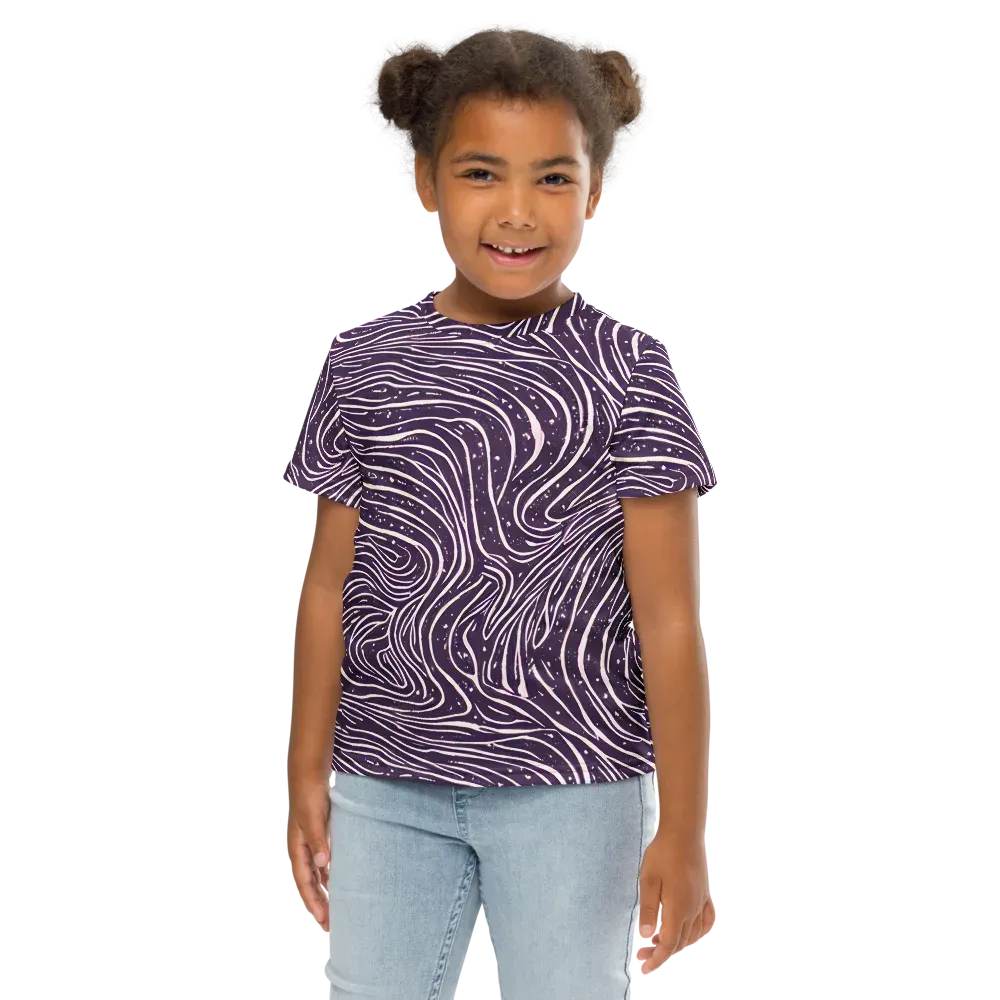 Aubergine Current on Kids Crew Neck T-Shirt — Front