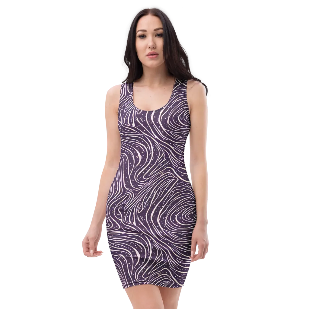 Aubergine Current on Bodycon Dress — Front