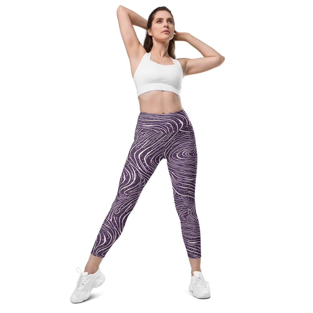 Aubergine Current on Leggings with Pockets — Front