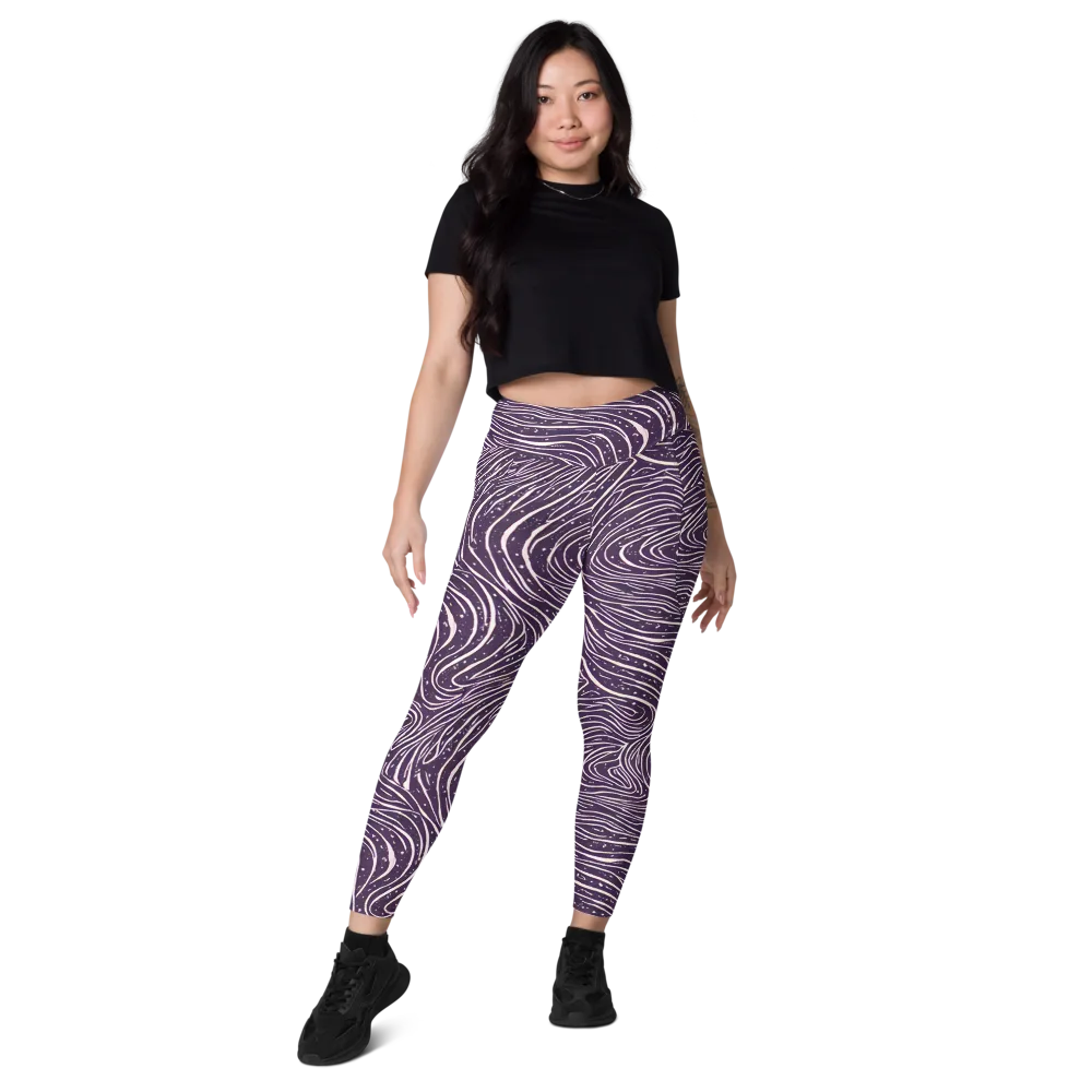 Aubergine Current on Leggings with Pockets — Front