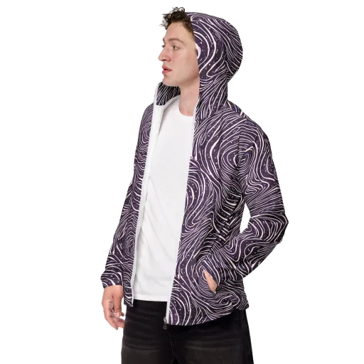 Aubergine Current on a Men's Windbreaker