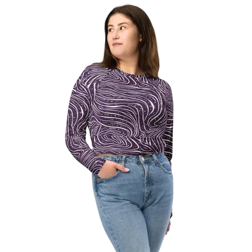 Aubergine Current on a Long Sleeve Crop Top