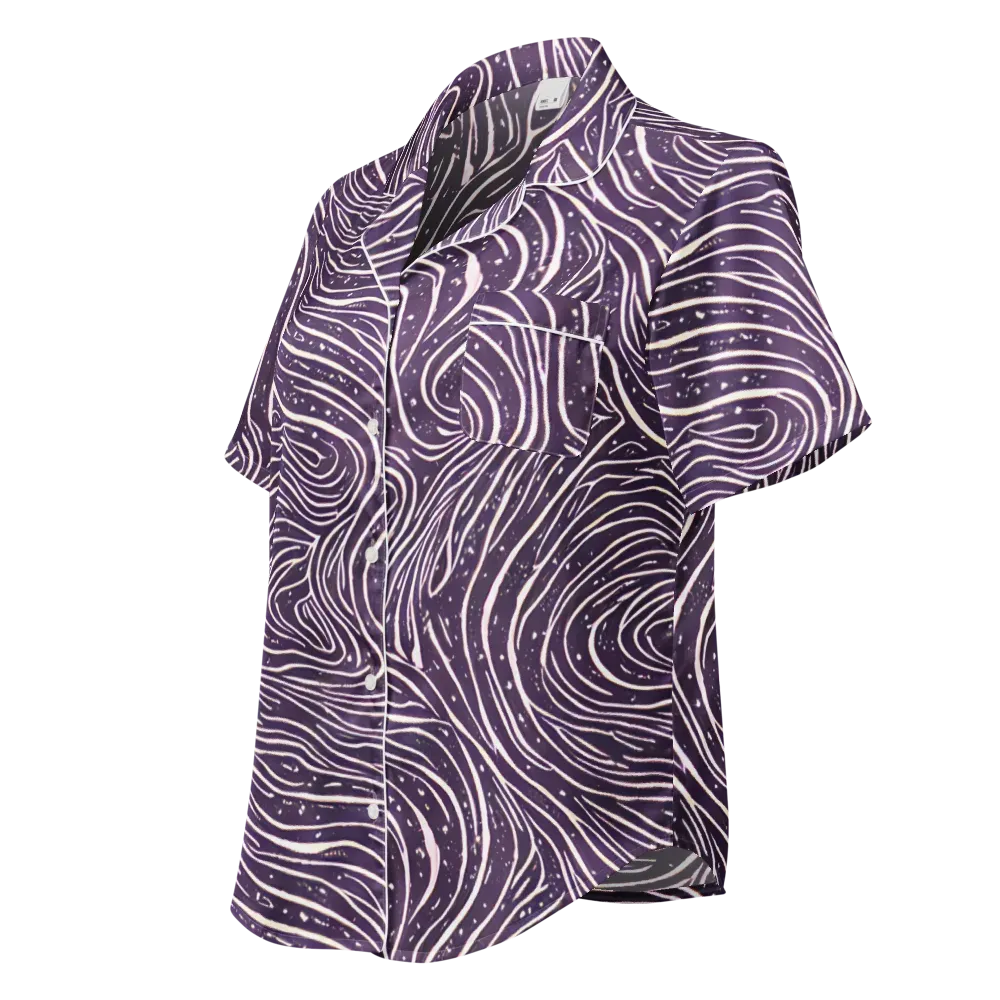 Aubergine Current on Women's Short Sleeve Pajama Top — Left Front