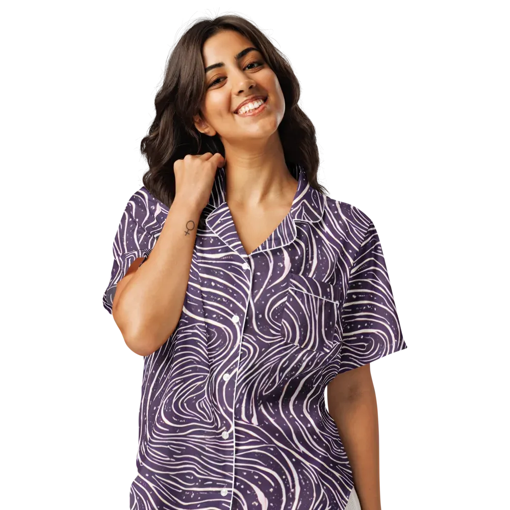 Aubergine Current on Women's Short Sleeve Pajama Top — Front