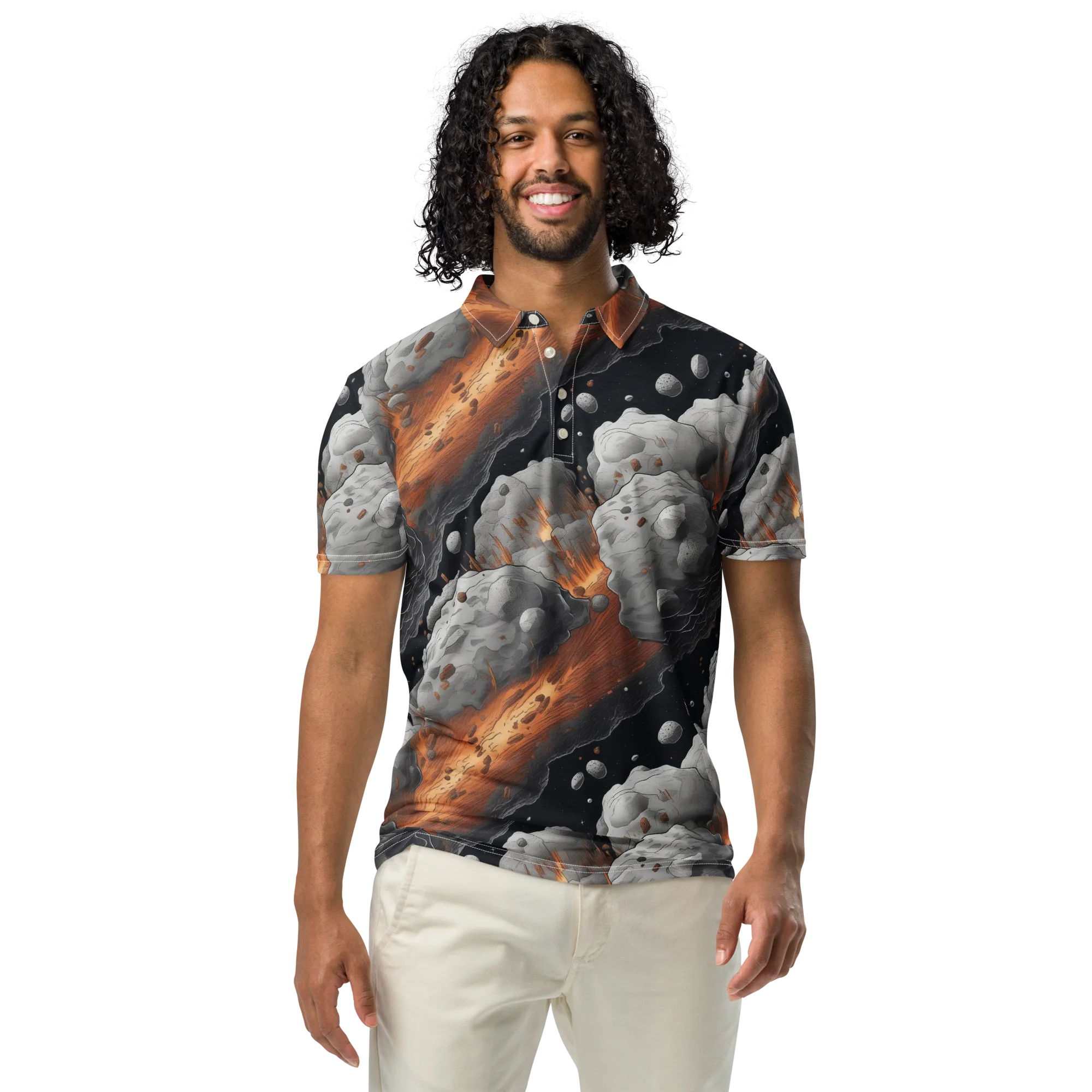 Meteorite Noir on Men's Slim Fit Polo Shirt — Front