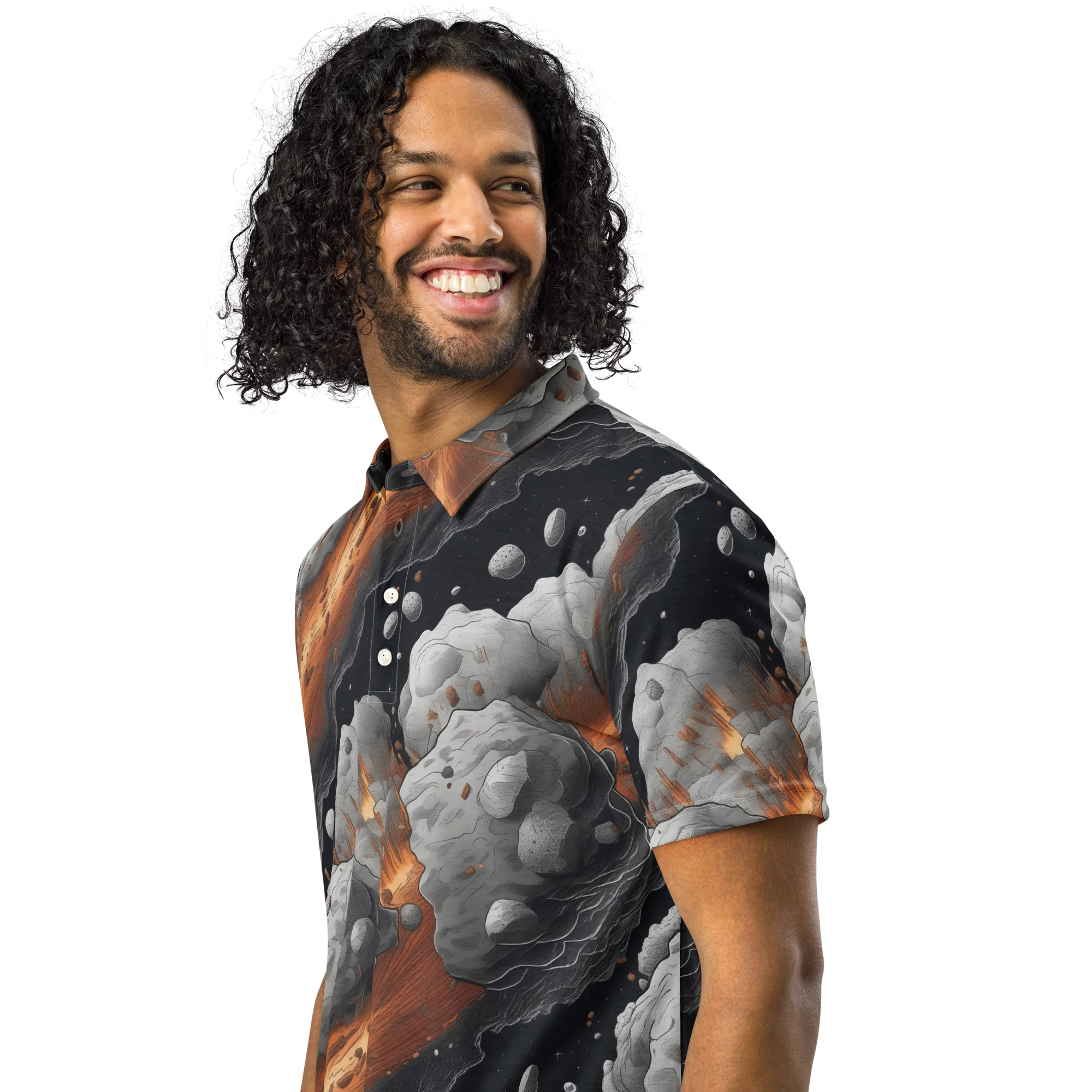 Meteorite Noir on Men's Slim Fit Polo Shirt — Left Front