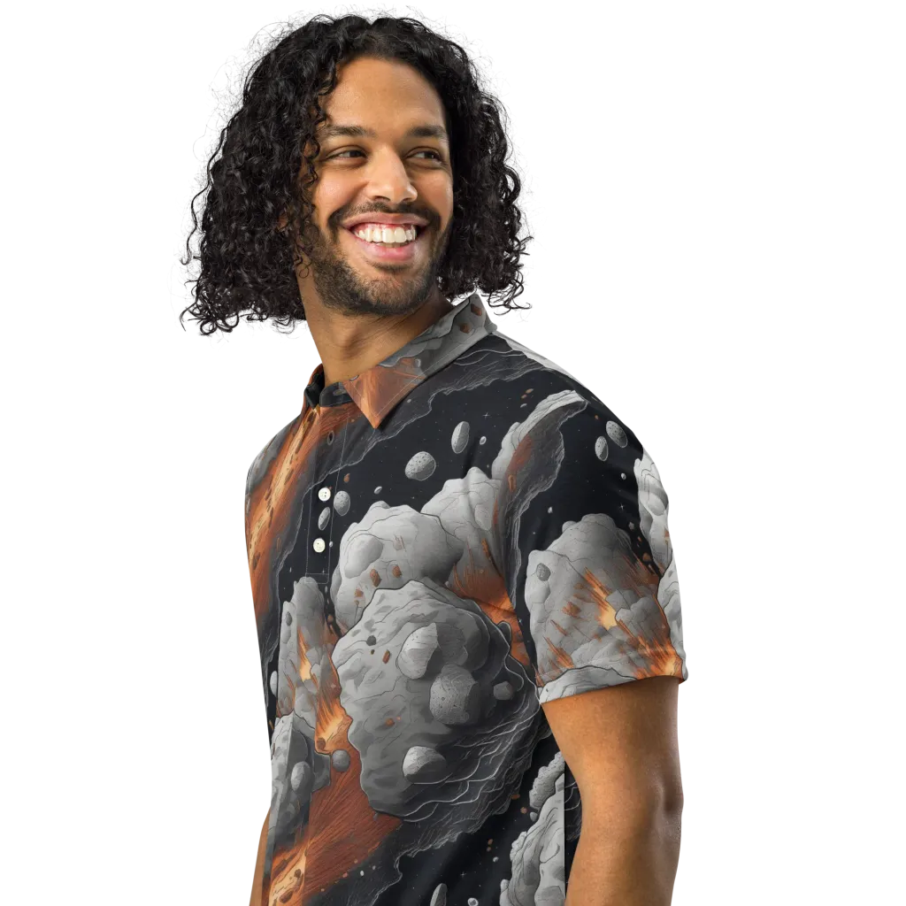 Meteorite Noir on Men's Slim Fit Polo Shirt — Left Front