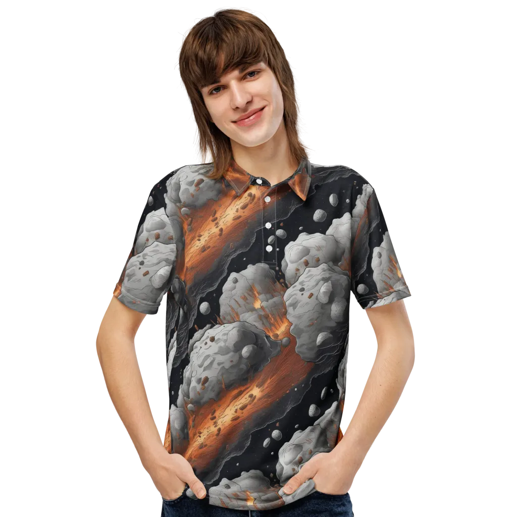 Meteorite Noir on Men's Slim Fit Polo Shirt — Front