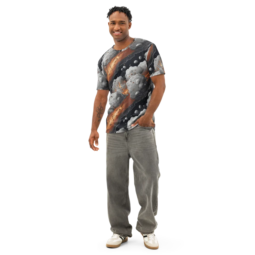 Meteorite Noir on Men's Cotton Crew Neck T-Shirt — Front
