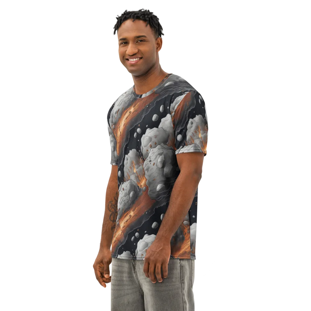 Meteorite Noir on Men's Cotton Crew Neck T-Shirt — Left Front