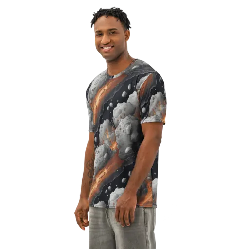 Meteorite Noir on a Men's Cotton Crew Neck T-Shirt