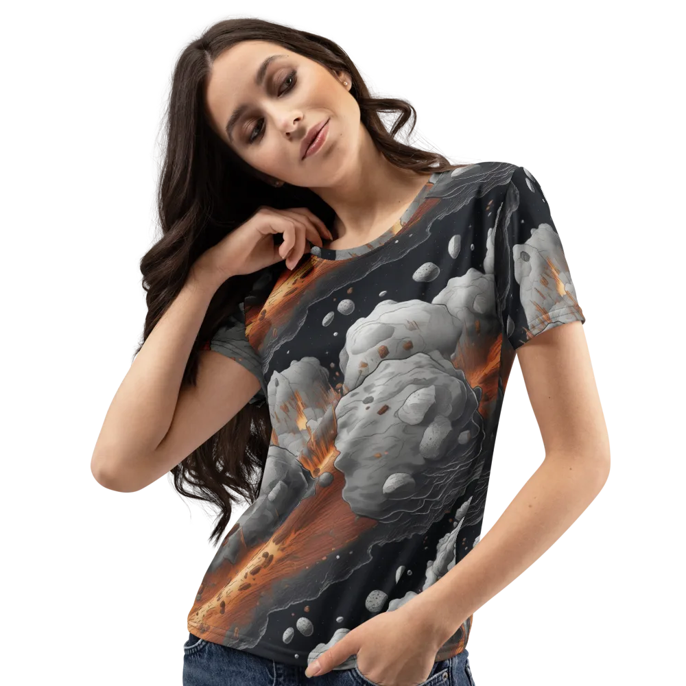 Meteorite Noir on Women's Crew Neck T-Shirt — Left Front