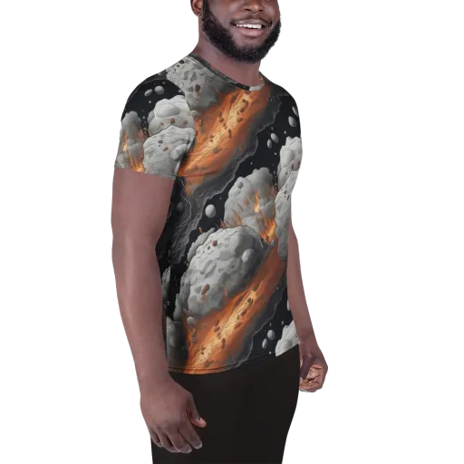 Meteorite Noir on a Men's Athletic T-Shirt