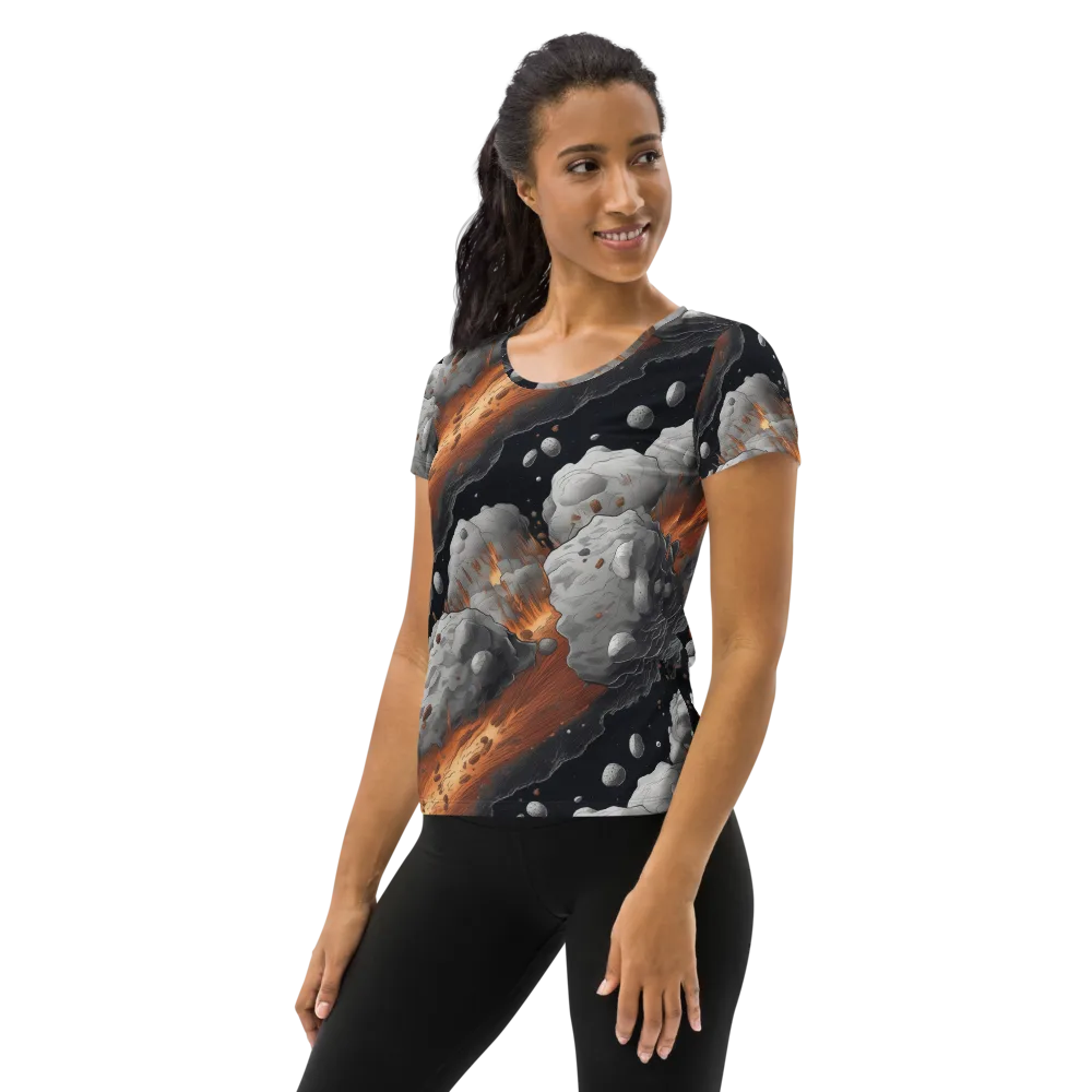 Meteorite Noir on Women's Athletic T-Shirt — Left