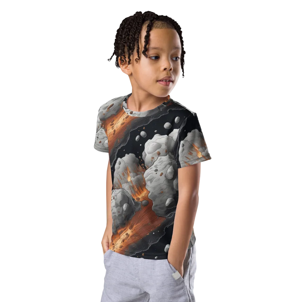 Meteorite Noir on Kids Crew Neck T-Shirt — Left Front