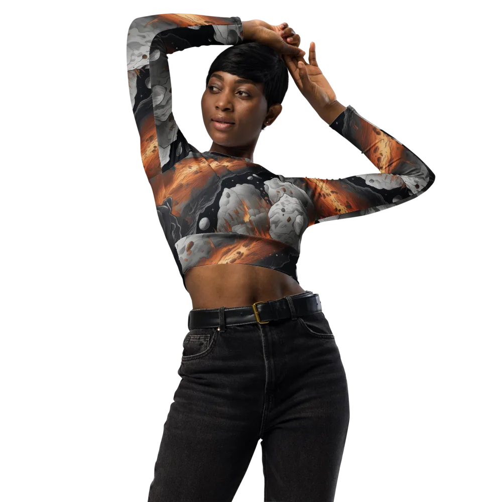 Meteorite Noir on Long Sleeve Crop Top — Front