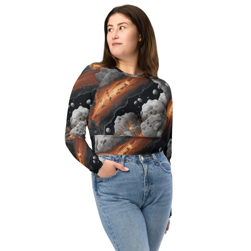 Meteorite Noir on Long Sleeve Crop Top — Front
