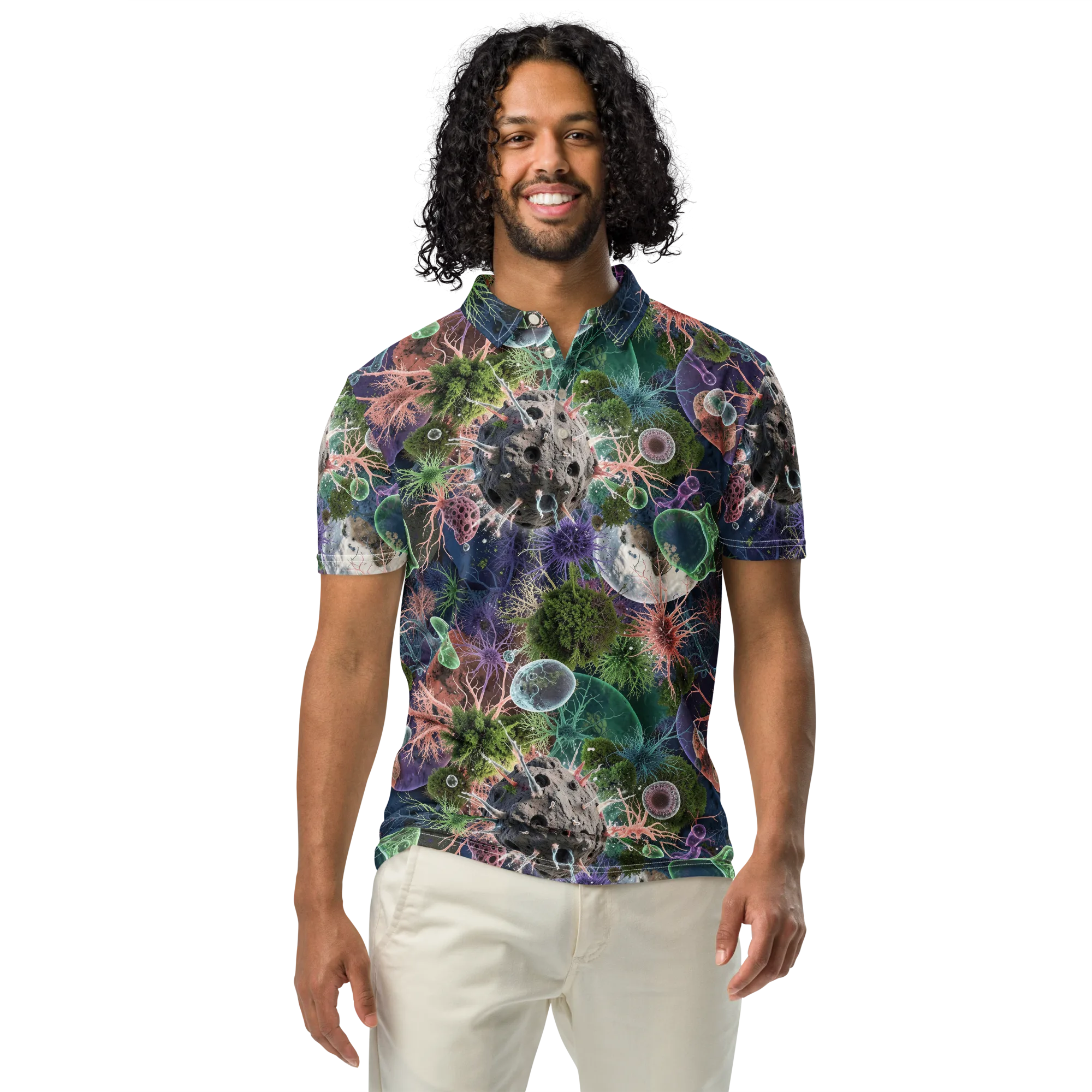 Microbial Garden on Men's Slim Fit Polo Shirt — Front