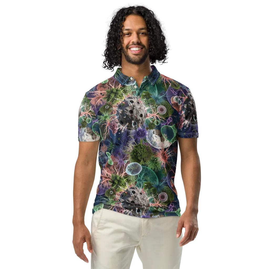 Microbial Garden on Men's Slim Fit Polo Shirt — Front
