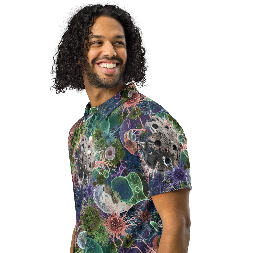 Microbial Garden on Men's Slim Fit Polo Shirt — Left Front