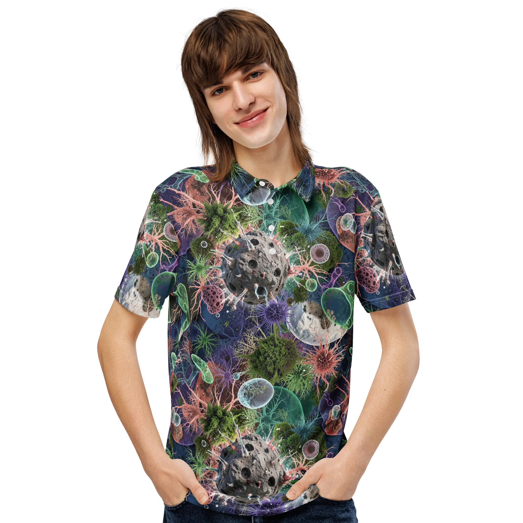 Microbial Garden on Men's Slim Fit Polo Shirt — Front