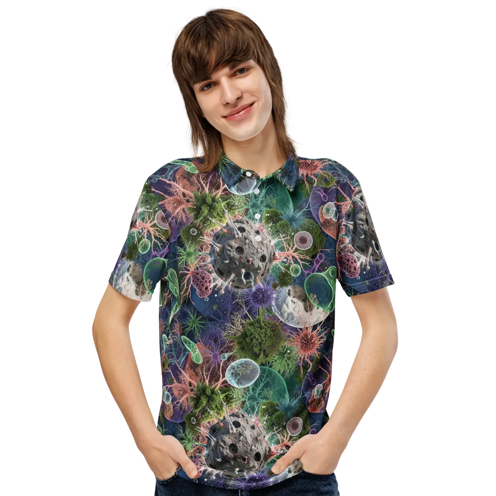 Microbial Garden on Men's Slim Fit Polo Shirt — Front