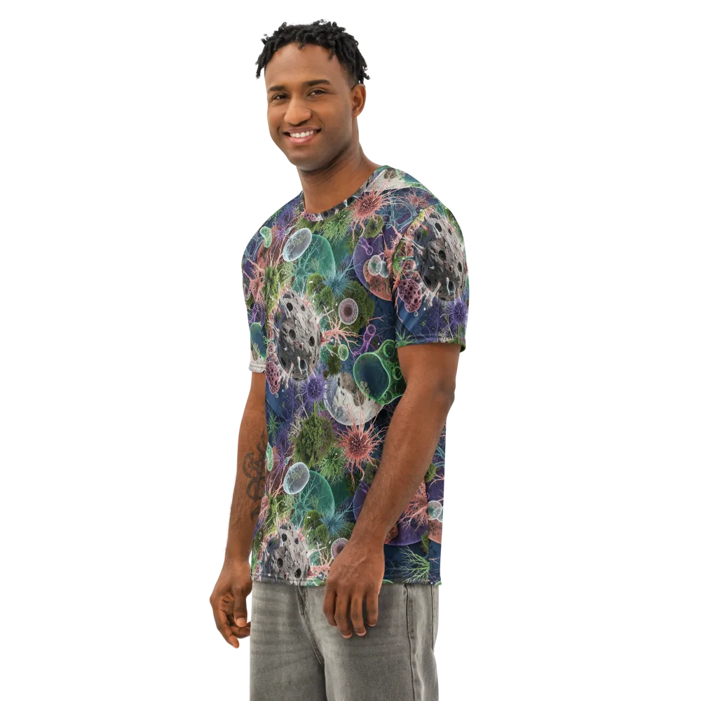 Microbial Garden on Men's Cotton Crew Neck T-Shirt — Left Front